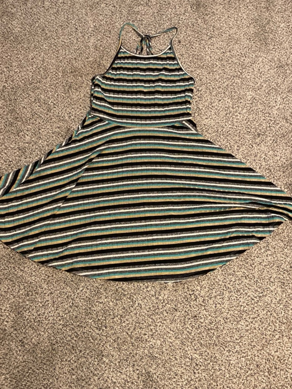 Hayden Los Angeles Women’s Striped Dress in Teal, Black & Gold Size Small